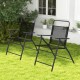 Two folding outdoor patio chairs with rustproof metal frames, featuring breathable fabric and high backrests for.