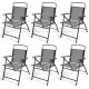 Set of six outdoor patio chairs with rustproof metal frames, featuring a folding design for easy storage and.