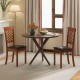 Dining chair set of 2 with ergonomic backrest and rubber wood legs in walnut finish, ideal for dining rooms.