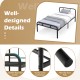 Modern metal platform bed in black featuring a sturdy design, rounded corners, and non-slip foot pads for stability.