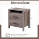 Nightstand with 2 drawers and open shelf in grey, featuring smooth metal slides and sturdy construction for versatile.