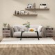 Nightstand with 2 drawers and open shelf in grey, perfect for rustic or modern decor in living room or bedroom.