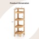 4-tier bamboo corner shelf with natural finish, measuring 31.5" high, designed for efficient bathroom storage.