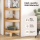 4-tier bamboo corner shelf with natural finish, sturdy structure, and waterproof surface for efficient bathroom storage.