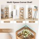 4-tier bamboo corner shelf with 90° design, ideal for bathroom storage and maximizing corner space.