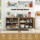 Buffet sideboard with 4 open compartments and push-to-open cabinet, ideal for kitchen storage and decor.