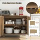 Buffet sideboard with push-to-open cabinet design, featuring ample storage and adjustable shelves for kitchenware.