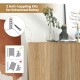 Buffet sideboard with natural finish, showcasing anti-toppling kits for enhanced safety and ample storage for decor.