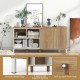 Buffet sideboard with natural finish, featuring 4 compartments, push-to-open doors, and elevated metal legs for.