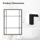 Black metal framed wall mounted mirror measuring 40 x 28 inches, suitable for various decor styles and shatterproof.