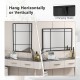 Black metal framed wall mounted mirror, 40 x 28 inches, suitable for vertical or horizontal hanging in various decor.