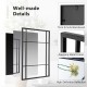 Black metal framed wall-mounted mirror, 40 x 28 inches, featuring shatterproof glass for safe, stylish decor in any.
