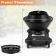 20-inch black patio fire pit with dimensions, featuring a detachable pot holder and stable four-leg design for outdoor.