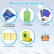 Rocket theme inflatable water slide park with 1100W blower, featuring a splash pool and durable oxford cloth for.