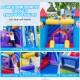 Rocket theme inflatable water slide park with climbing walls, basketball hoop, and splash pool for year-round fun.