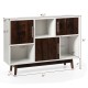 Wood display sideboard storage cabinet with 6 compartments, featuring espresso grained doors, perfect for home.