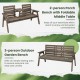 2-person outdoor fir wood bench with foldable middle table, gray finish, ideal for patio or garden relaxation.