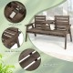 Outdoor fir wood bench with foldable middle table, featuring wide armrests and slatted surface, perfect for patio use.