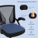 Close-up of the ergonomic office chair's dense mesh fabric and high-density sponge seat for exceptional comfort.