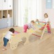 Indoor climbing toys for toddlers featuring a reversible ramp, triangle tunnel, and multicolor solid wood bars for safe.