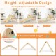 Height-adjustable wooden climbing toy set for toddlers with multicolor ramp, featuring three safe positions for.