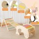 Indoor climbing toy set featuring a reversible ramp, multicolor solid wood bars, and safety straps for toddlers' play.