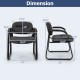 Dimensions of the black waiting room chair set showing seat height, width, and depth for optimal comfort and support.