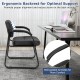 Black waiting room chair with ergonomic backrest and well-padded armrests, ideal for office or reception use.