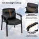 Ergonomic black waiting room chair with padded backrest and armrests, designed for comfort in office or conference.