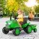 Kids ride-on tractor in green with detachable trailer, featuring remote control and premium wheels for outdoor fun.