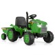 Kids ride-on tractor in green with detachable trailer, remote control, and premium wheels for safe outdoor fun.