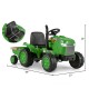 Green 12V kids ride-on tractor with detachable trailer, remote control, and adjustable seat for safe outdoor fun.