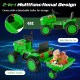 Kids ride-on tractor in green with detachable trailer, featuring 12V battery, remote control, and multifunctional.