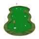Top view of the 5 x 10 feet golf practice putting green mat with three holes and vibrant flags, ideal for home or.