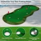 Golf practice putting green mat measuring 5 x 10 feet with 3 holes, flags, and realistic artificial turf for home or.