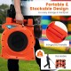 Portable 2200W commercial air blower with integrated handle, designed for easy transport and stackable storage.