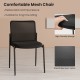 Black ergonomic mesh chair with padded seat, designed for comfort and breathability, ideal for waiting rooms and.
