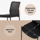 Ergonomic black waiting room chair with a curved mesh backrest and spacious padded seat for ultimate comfort.