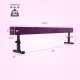7.5 feet purple gymnastics beam with adjustable height, non-skid suede, and heavy-duty metal frame for safe practice.