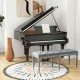 Upholstered gray entryway bench with artistic button tufting, suitable for living room or dining use, 47 inches long.