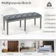 Upholstered gray French vintage entryway bench with button tufting, suitable for dining or bedroom use, 660 lbs.