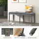 French vintage upholstered dining bench in gray with artistic tufting, suitable for entryway or living room use.