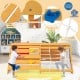 5-in-1 wooden indoor playground with slide, rock climbing wall, and rope wall, designed for safe play and exploration.