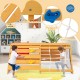 5-in-1 wooden indoor playground featuring a slide, rock climbing wall, and rope wall for kids aged 3-8 years.