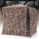 Hunting blind with camouflage pattern, featuring 360-degree visibility and spacious interior for 2-3 hunters, ideal for.