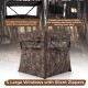 Hunting blind with camouflage pattern, featuring 4 large windows with silent zippers for 360-degree visibility.