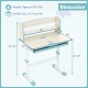 Height adjustable kids study desk in blue with tilt desktop, 2-tier shelf, and large drawer for organized study space.