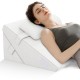 Adjustable 3-piece bed wedge pillow set in off-white with air memory foam for neck and back support, promoting restful.