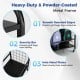 Golf bag organizer with heavy-duty metal frame, featuring smooth edges, security bar, and lockable wheels for easy.