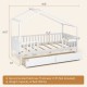 Side view of the Twin House Bed in white showcasing the whimsical roof design and spacious under-bed storage drawers.